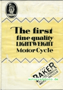 Baker Motorrad Prospekt  8 Seiten  1929    bak-p29