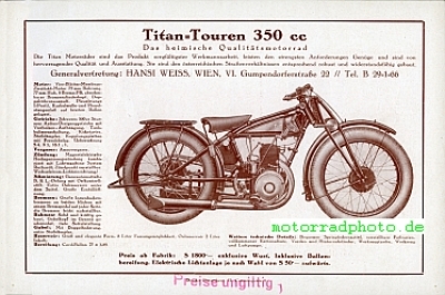 Titan Motorrad Prospekt  4 Seiten  1929       tit-p29