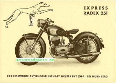 Express Motorrad Prospektblatt  2 Seiten  1953    expr-p53-251