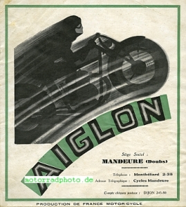 Aiglon Motorrad Prospekt 8 Seiten 1929    aig-p29
