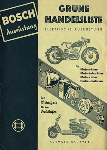 Bosch Ausruestung Gruene Handelsliste  16 Seiten  1953   bosch-li53