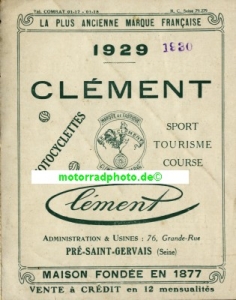 Clement Motorrad Prospekt  8 Seiten  1929  cle-p29