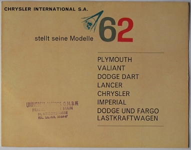 Chrysler International Prospekt 1962  chry-op62