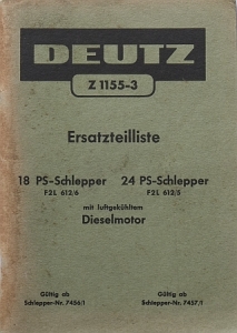 Deutz Schlepper Ersatzteilliste Type D60 05 2.1961 deu-etl61