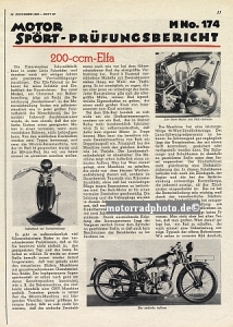 Elfa Motorrad Testbericht Typ 200ccm 1933  elf-tb33