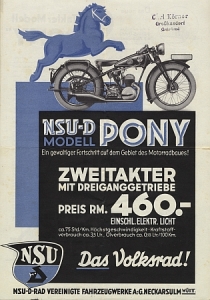 NSU Motorrad Pony Prospektblatt 2 Seiten  1938 nsu-op38-6