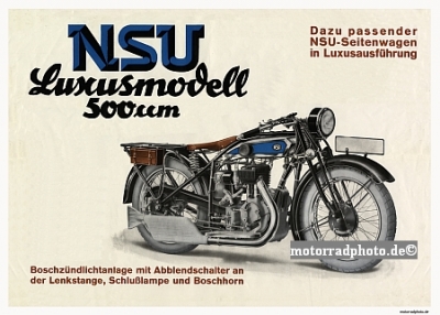 NSU Motorrad Plakat Luxus-Tourenmodell 500ccm  nsu-po12