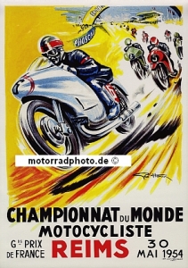 Motorcycle Racing Poster Reims 1954  ren-po52