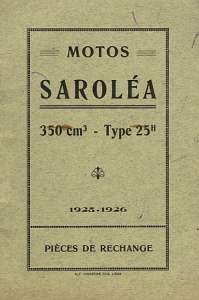 Sarolea Motorrad  Type 25H 350ccm ohv  Ersatzteilliste  1925/26  sar-et25