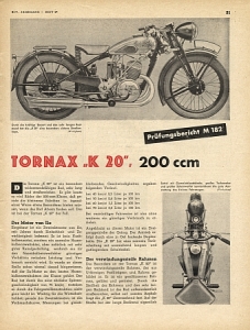 Tornax Testbericht  Type K20 200ccm 1937   tor-tb37