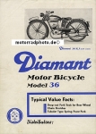 Diamant Motorfahrrad Prospektblatt   1937   dia-p37