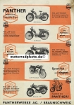 Panther Fahrrad + Kleinmotorrad Prospektblatt 2 Seiten  1957  panth-d-p57