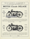 Claude Delage Motorrad Prospektblatt  2 Seiten 1927 clade-p27