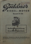 GÃ¼ldner Schlepper Motor Bedienungsanleitung/Ersatzteilliste Type D 215 1953 gÃ¼ld-bal53
