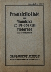 Wanderer Motorcycle Partslist Type 2,5PS 324ccm 1920-25  wa-324et